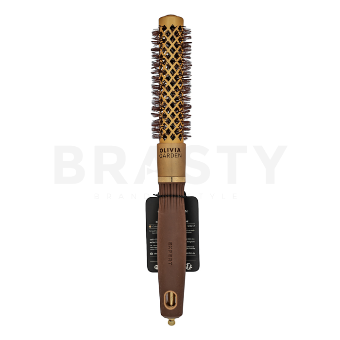 Olivia Garden Expert Blowout Shine Round Brush Wavy Bristles Gold & Brown 20 mm